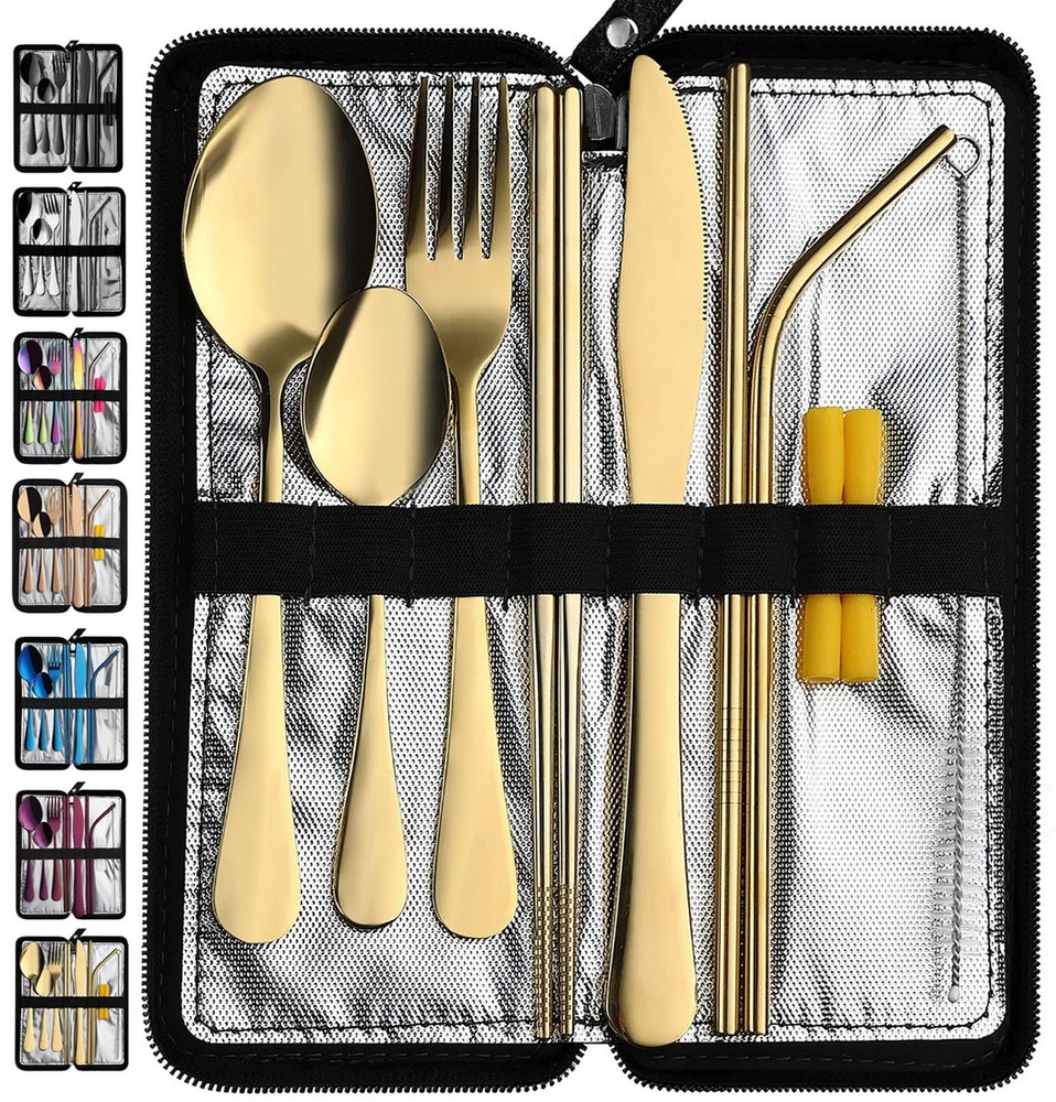 Camping Utensils Set Portable Travel Utensils with Case for Fixing Tableware ...