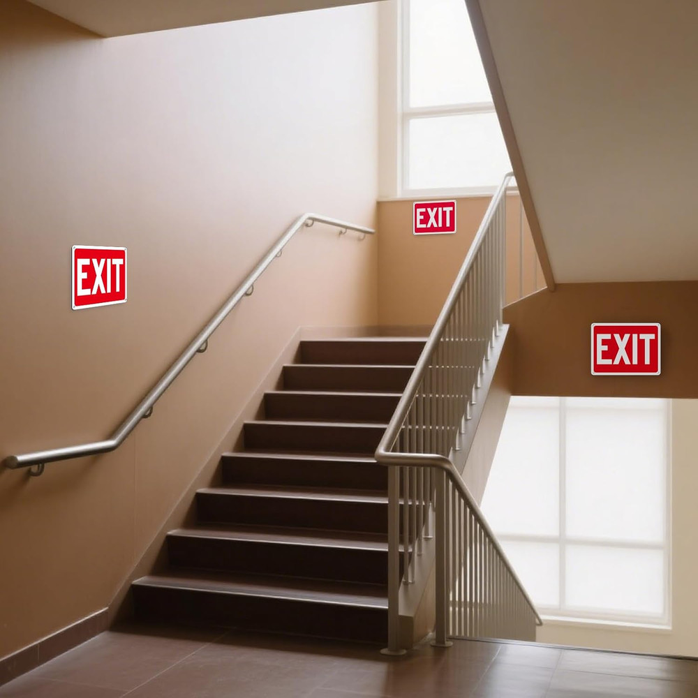 (2 Pack) Exit Signs, Aluminum Exit Sign with Red Background, Exit Sign for Door