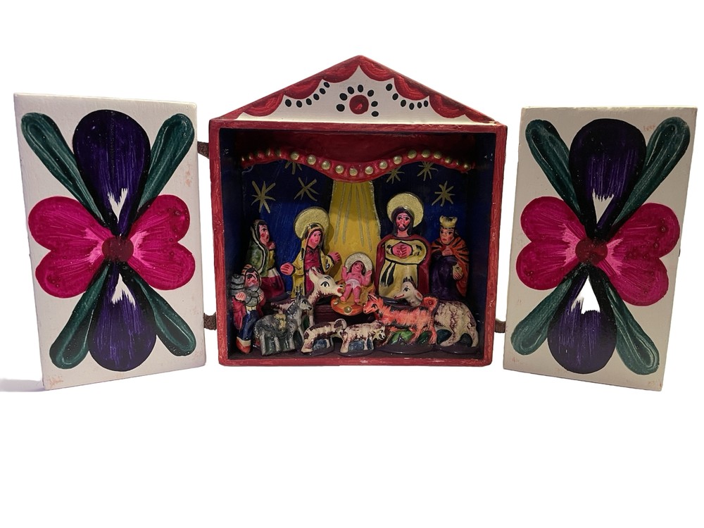 Vintage Peruvian Nativity Retablo,