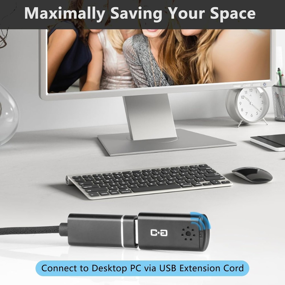 USB Microphone for Laptop and Desktop Computer, High Mini Size, Black