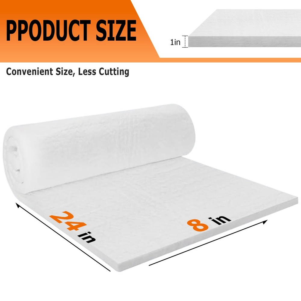 MMasters 24"*8"*1" Ceramic Fiber Insulation Blanket, Fireproof &