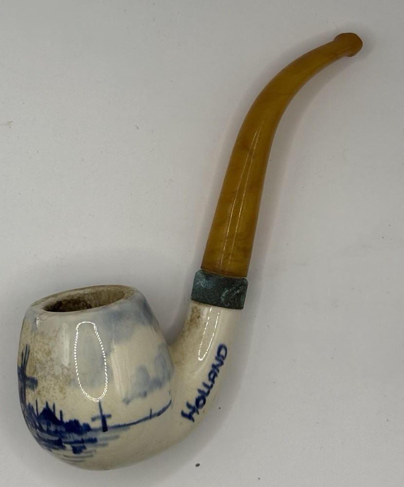 Vintage Holland Ceramic Pipe Windmill Design As Is Used