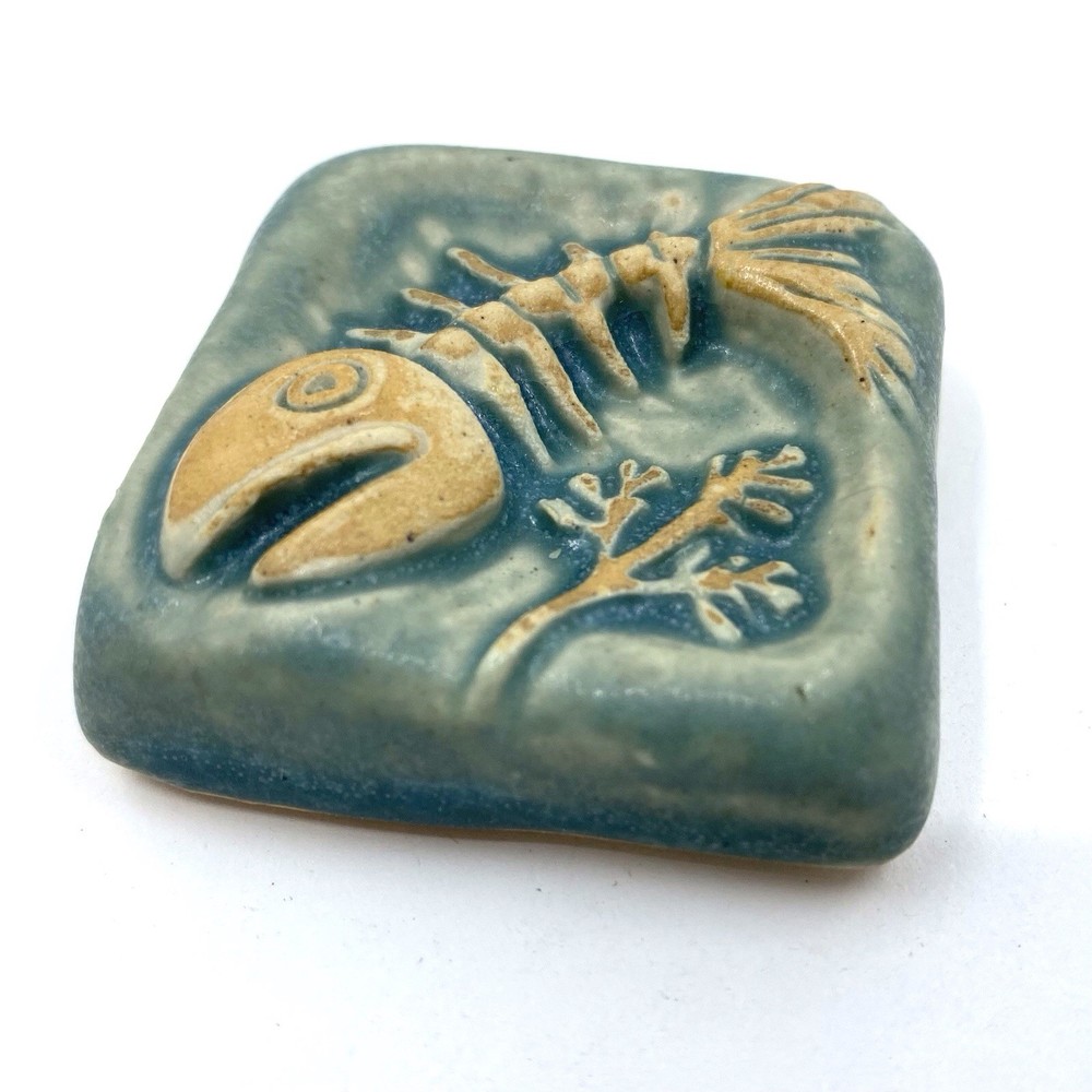 Fish Dinner 2x2” Ceramic Art Tile By Gretchen Kramp