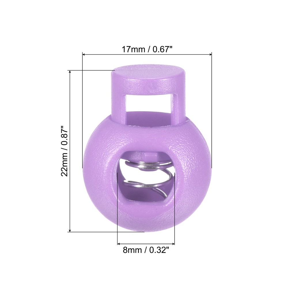 Cord Locks, 30 Pack Ball Spring Toggle Stopper, Light Purple