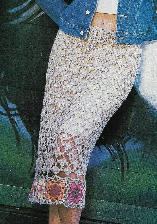 LONG FLORAL SKIRT 2 SIZES WOMEN'S CROCHET PATTERN INSTRUCTIONS