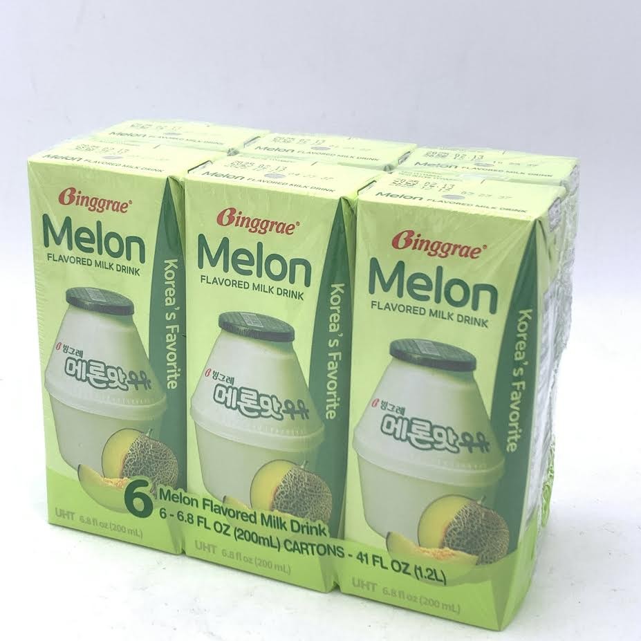 Binggrae Melon Flavored Milk Drink 6.8ozx6pack哈蜜瓜牛奶保久调味乳