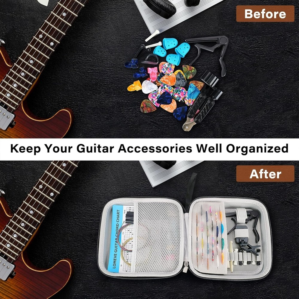 85PCS Guitar Accessories Kit Holder Case Include Acoustic Strings, Tuner, Cap...