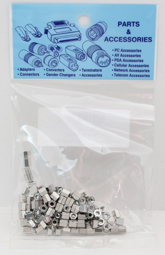 HEX NUT 4-40 Cable Connecting Nuts - Pack of 100 - 4.75mm