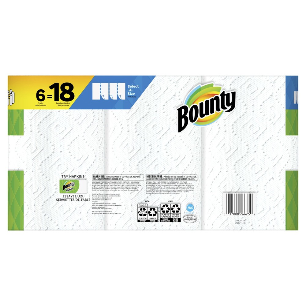 Select-A-Size Triple Roll White Paper Towels 6 Ct Pack