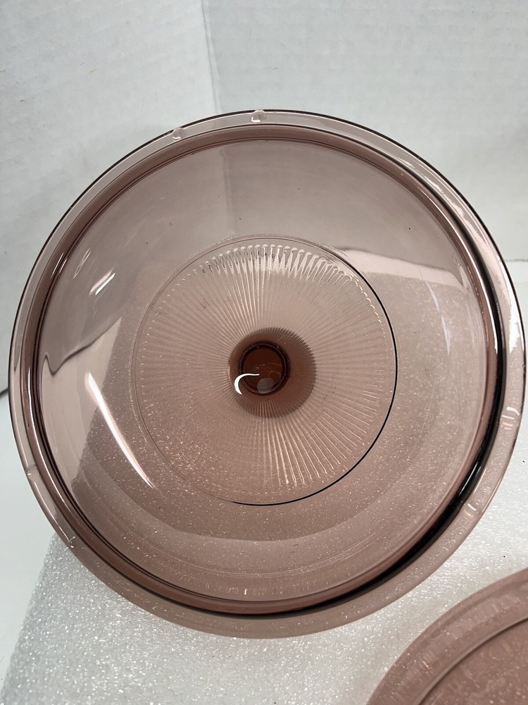 Pyrex 3 Pcs Lids Vision Ware Cranberry Glass Lid