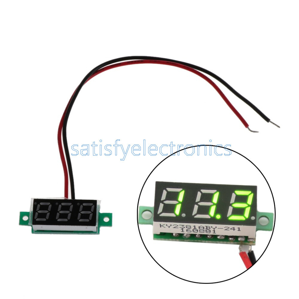 0.28" 3-Wire Green LED DC 0-100V Voltmeter Digital Display Voltage Panel Meter