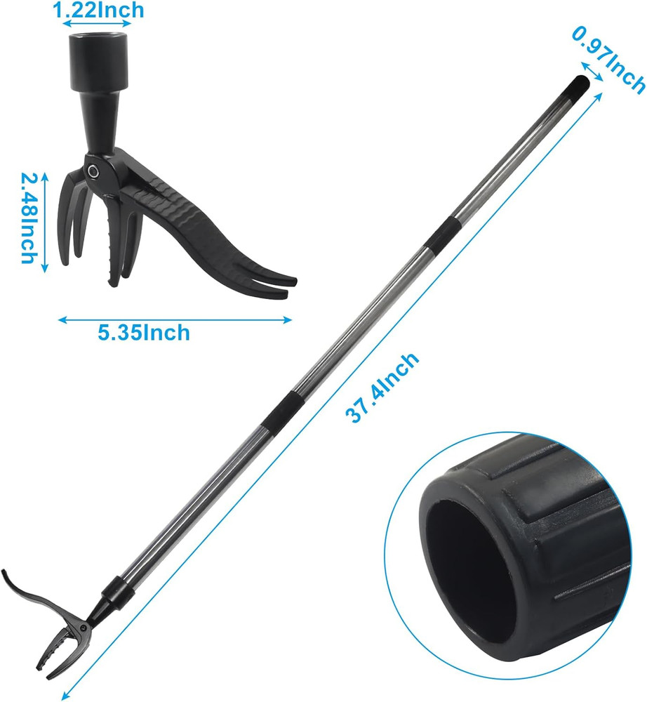 1Pcs Weed Puller, Stand up Weeder Weeding Tool, with Black Claw & Long Silver Me