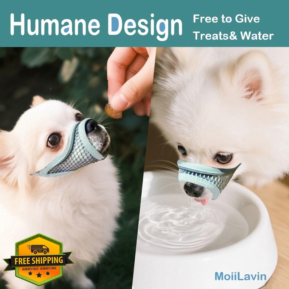 Mint Blue M Dog Muzzle for Small Medium Short Snout Dogs