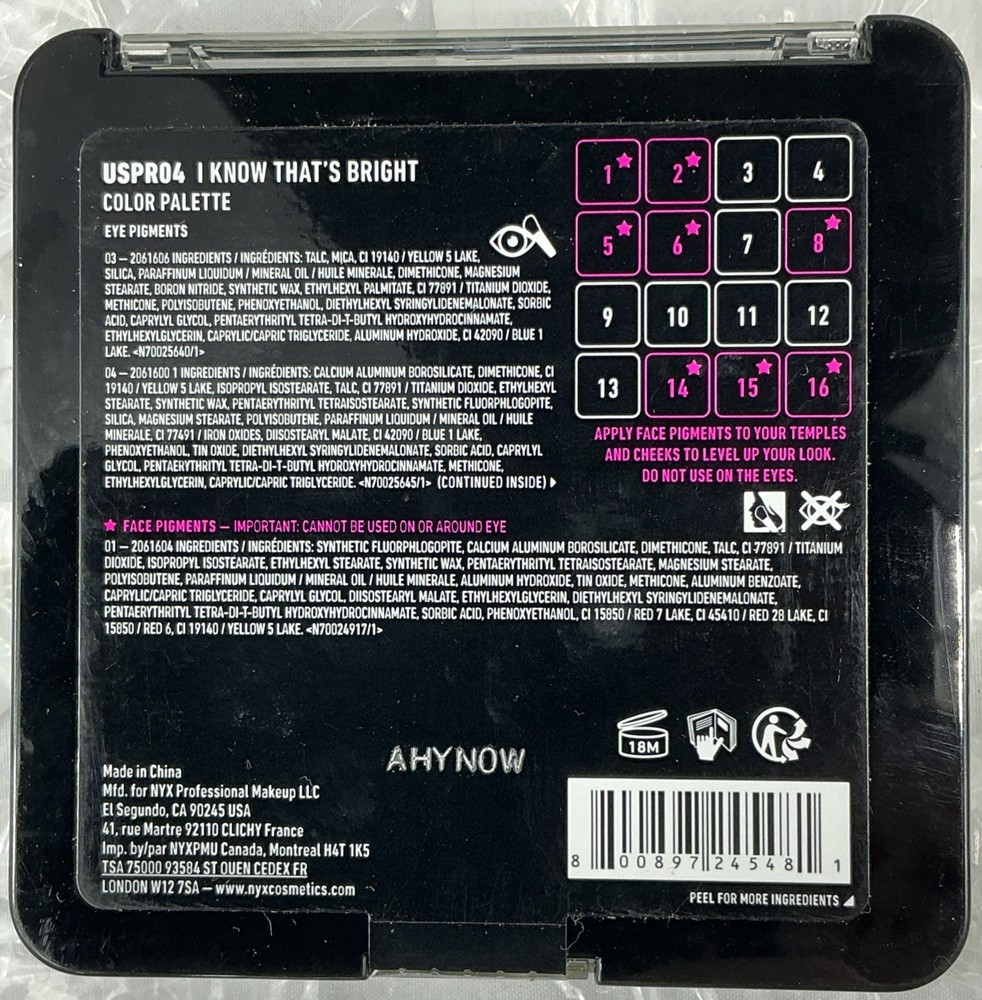 NYX Ultimate 'I Know That's Bright' 16 Panel Multicolor Eye Shadow Palette