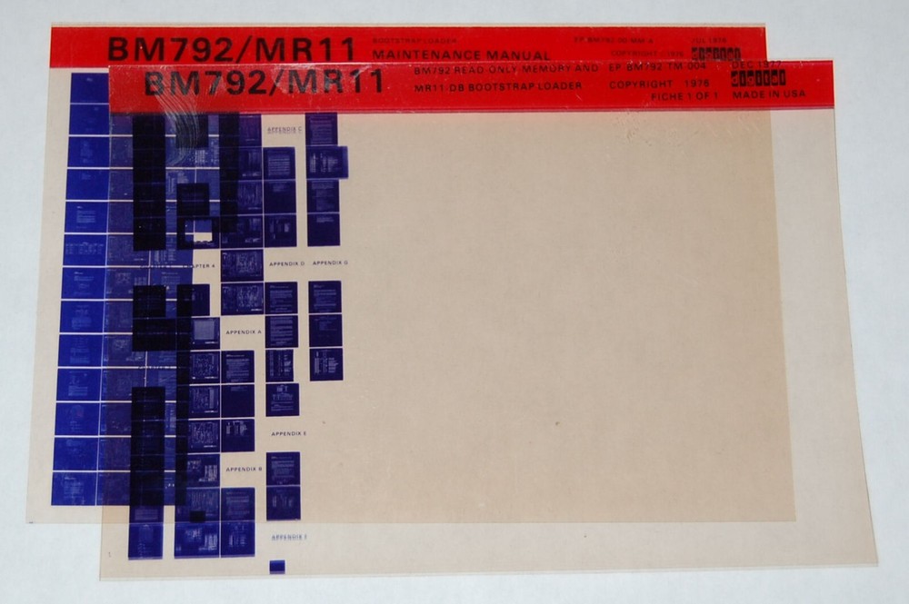 DEC BM792/MR11 Read Only Memory & Bootstrap Loader & Maint Manual Microfiche (2)