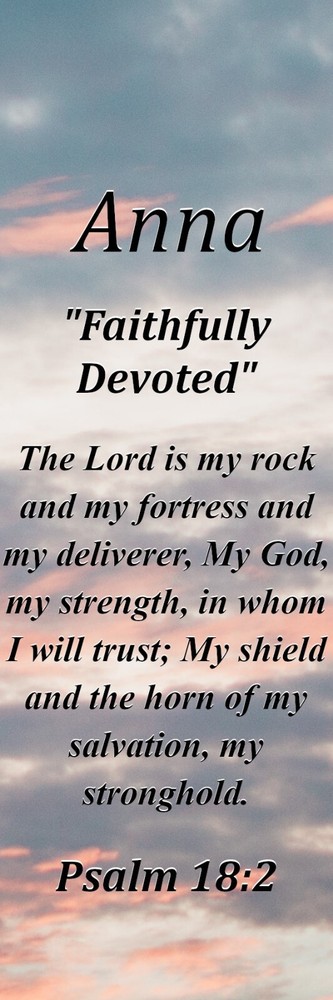 Anna "Faithfully Devoted" Keepsake Name Meaning Bookmark with Verse and Tassel