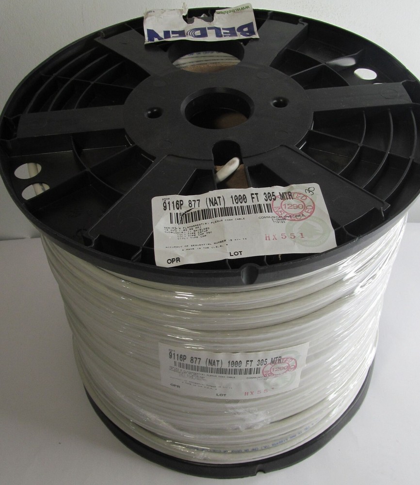 1000ft SPOOL BELDEN 9116P-8771000 PLENUM COAXIAL CABLE RG6 18-AWG SOLID COPPER