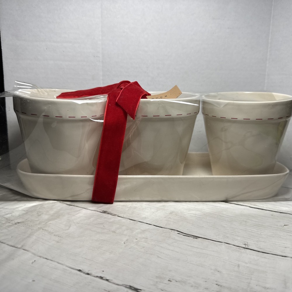 Rae Dunn Joy Peace & Merry Planter Set