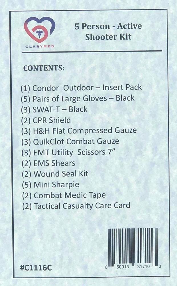 5 Person Active Shooter Bleeding Control First Responder Kit C1116C