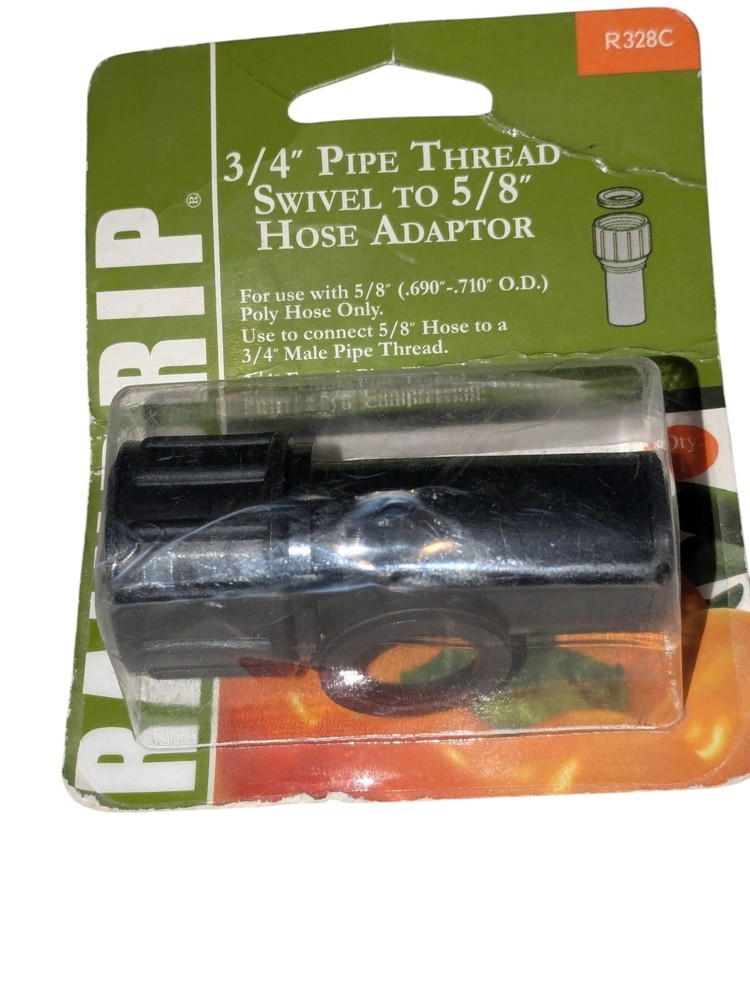 RainDrip Compression Swivel Adaptor ABS Black 5/8" x 3/4" R328C