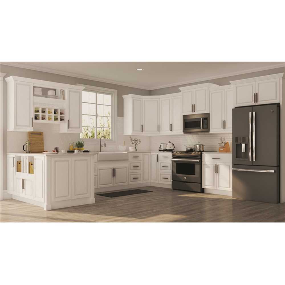 Hampton Satin White Raised Panel Assembled Drawer Base Kitchen Cabinet with Draw