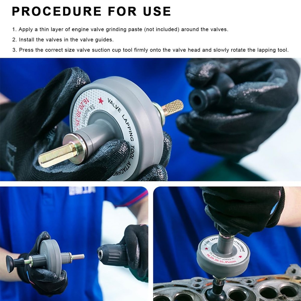 Valve Lapping Tool, Small Engine Valve Lapping Kit with 5 Suction Plates,