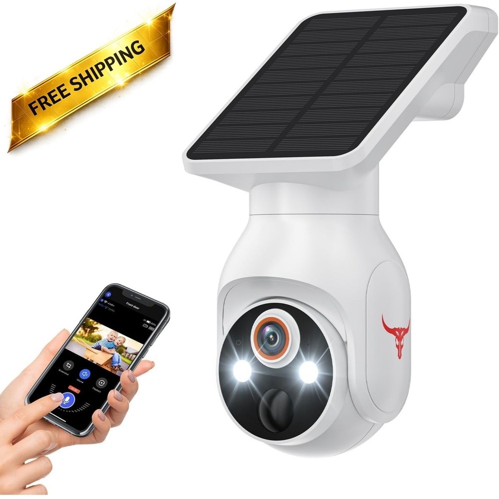 Solar Panel Powered Security Camera 1080p WiFi Camera with Night Vision Motion
