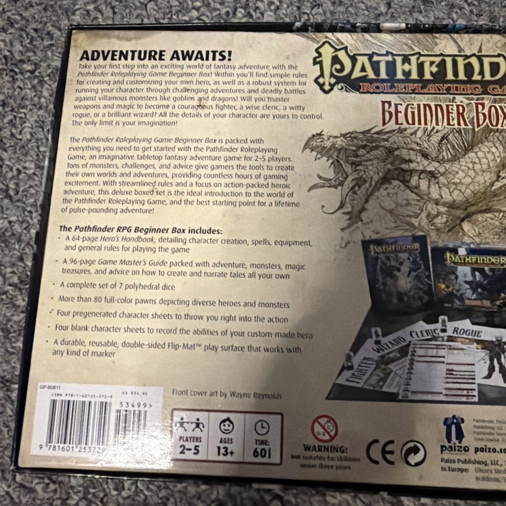 BOXED PATHFINDER ROLE Playing Game Parts Missing Board