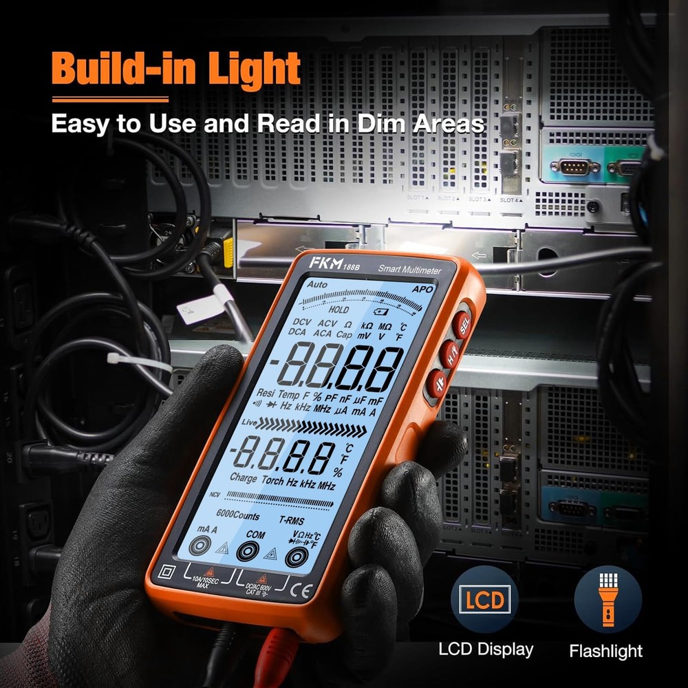 Digital Multimeter TRMS 6000 Counts Auto-Ranging AC/DC Voltage Current Tester