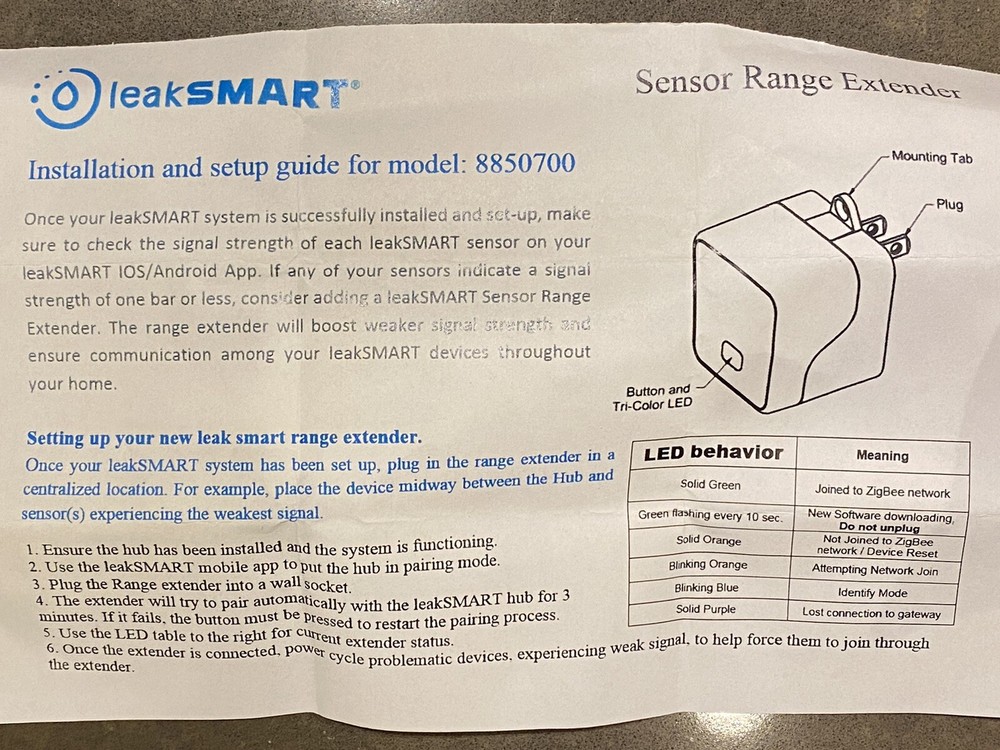 LeakSmart Zigbee Range Extender 1