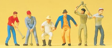 Preiser 14075 HO Scale Working People -- Workers pkg(6)