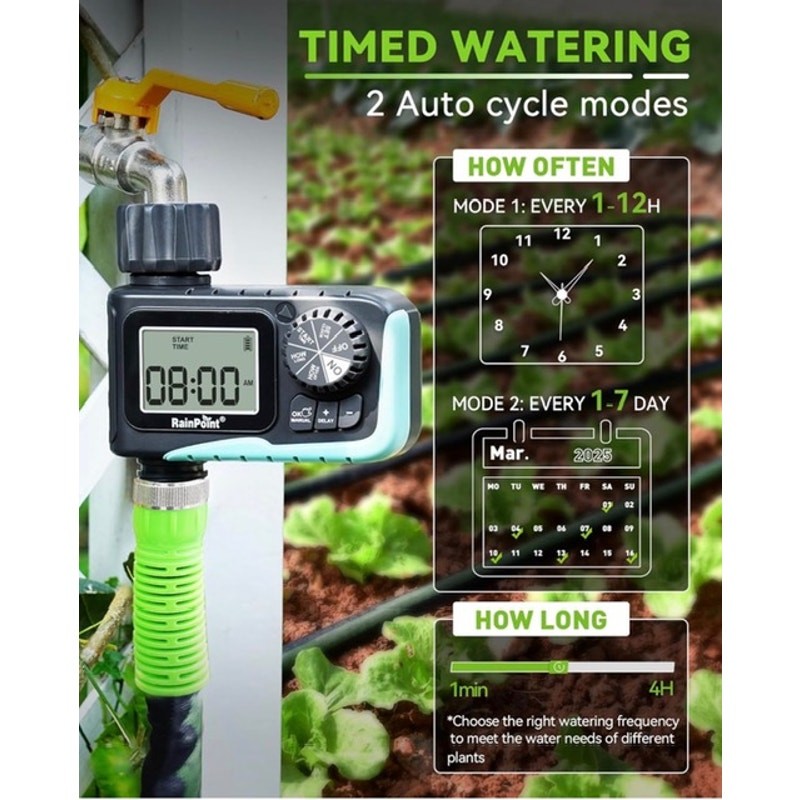 RAINPOINT Programmable Sprinkler Timer for Garden Hose Automatic Watering System