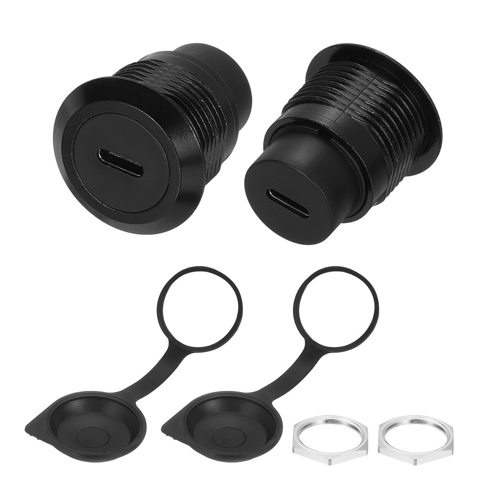 2Pcs Type C Panel Mount Coupler,  USB C Pass Through 10Gbps Black