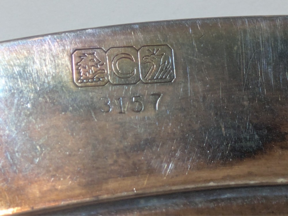 Crescent Silverware Mfg Co Oval Covered Serving Dish # 3157 - 2 Pcs - Monogram G