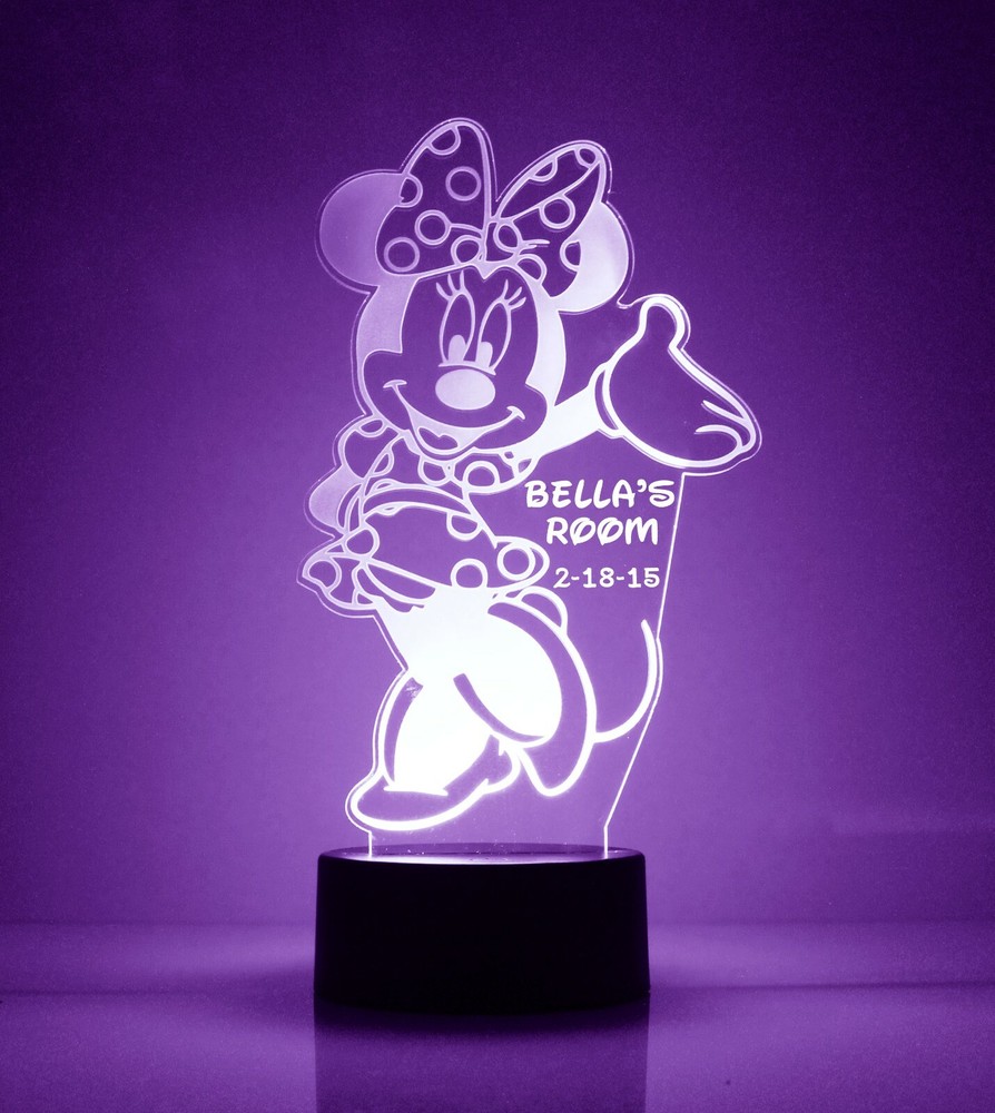 Minnie Mouse Personalized FREE LED Night Light Lamp with Remote Control Light