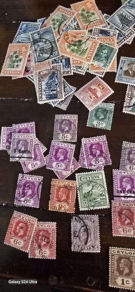 Large Lot British Ceylon Stamp Lot