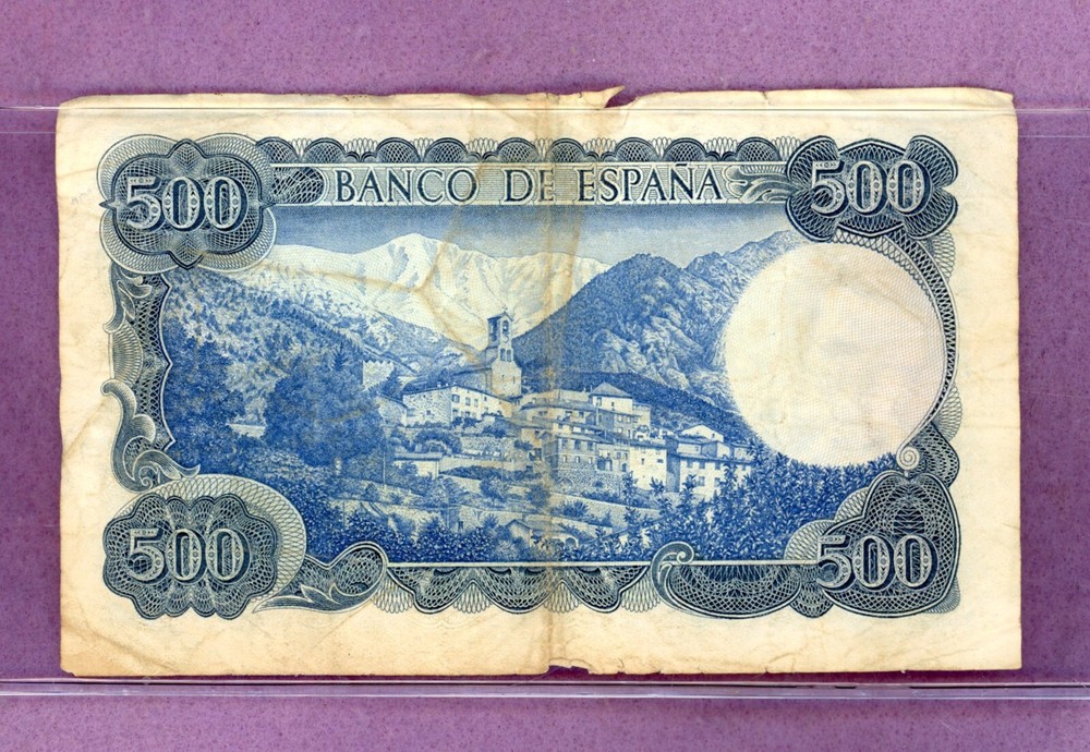 SPAIN ~ 1971 ~ 500 PESETAS NOTE ~ CH VF