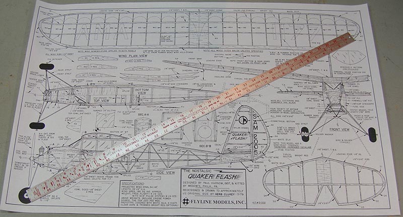Model Airplane Plans (RC-FF): Quaker Flash 34" for .020 Engine / Elec. (Flyline)