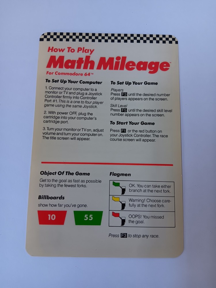 Commodore 64 Math Mileage Computer Game Tested/Works CBS Software