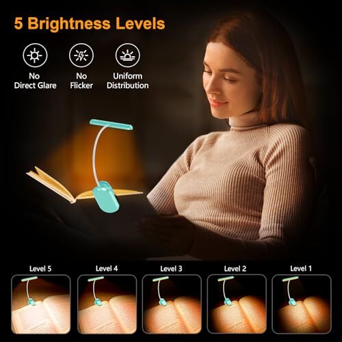 Rechargeable Book Light for Reading in Bed with 19 LED &Memory Function-Eye