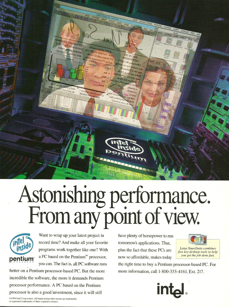 1994 Intel Pentium Processor PC Office Workers vintage Print AD Advertisement