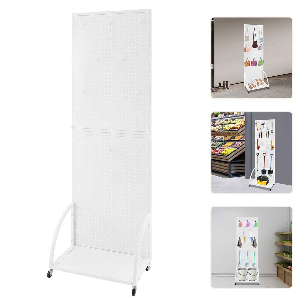 Durable Mobile Pegboard Display Stand with Wheels for Retail & Tools