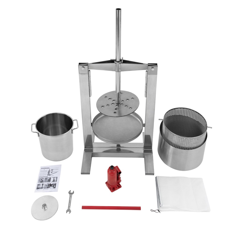 Fruit Press Crusher Grinder Apple Juice Wine Cider & Hydraulic Jack Fruit Press