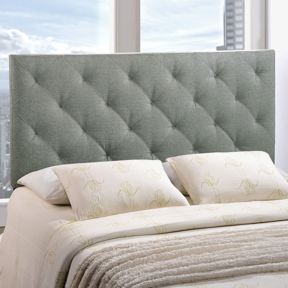 Modway Tufted Gray Fabric Upholstered Queen Headboard