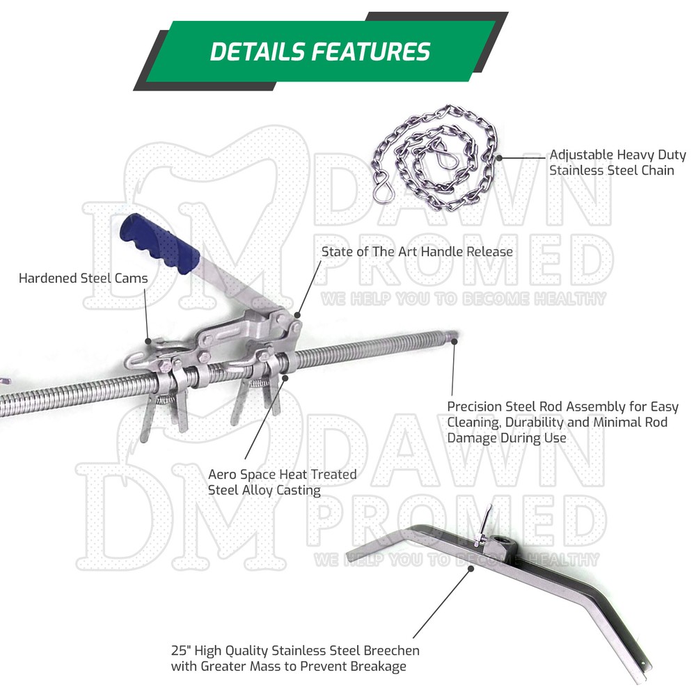Calf Pulling 65" Diamond Puller Jack Cattle Calving Birthing Rod German Grade