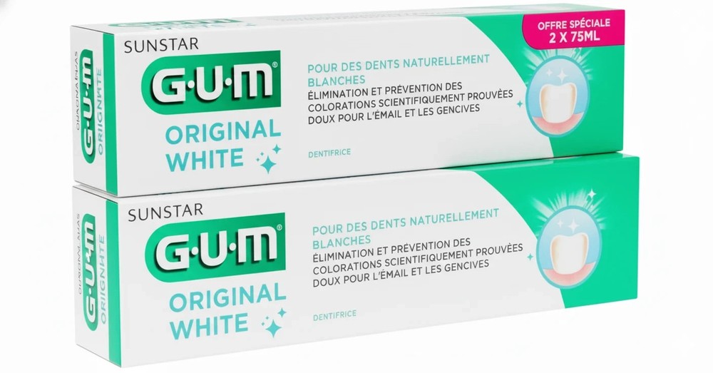 4 PACK Sunstar GUM ORIGINAL White Toothpaste 75ml
