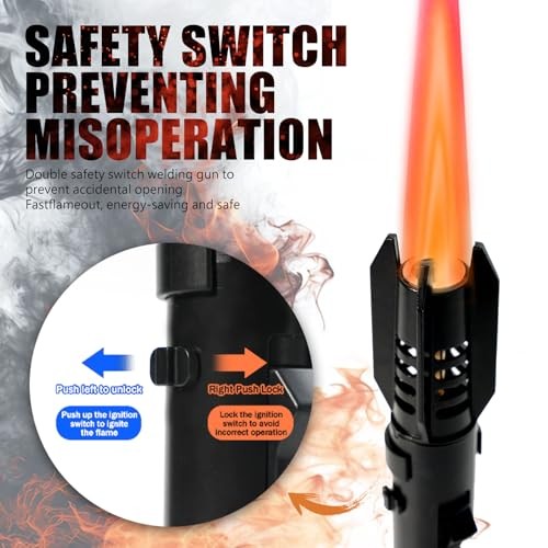 Camping Lighter, Torch Lighter, Straight Flame Bright Fire Refillable Black