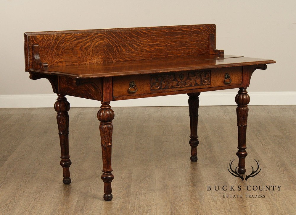 Antique Victorian Carved Oak Server
