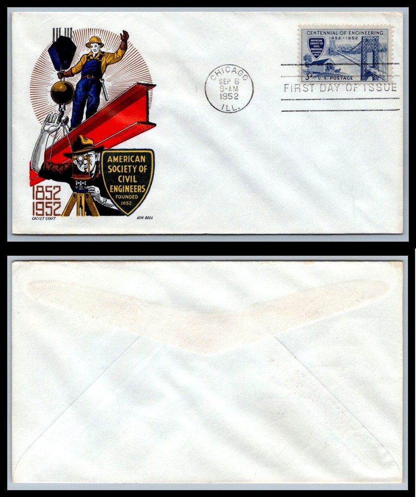 US FDC # 1012 3c Engineered Progress  CachetCraft  sealed 1952, 9p7135