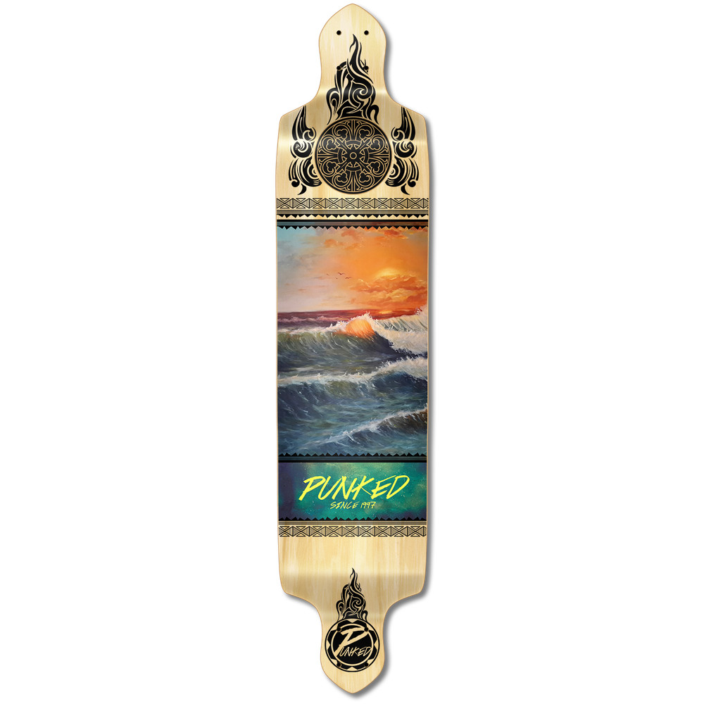 Yocaher Drop Down Longboard Deck - Wave Scene (DECK ONLY)
